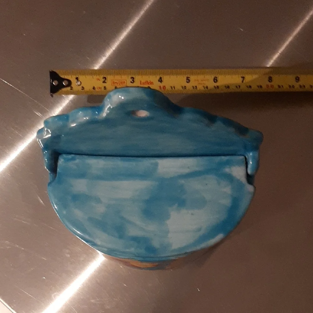 LM🐠Hand-Painted🐠Terracotta Accent Container CAN HANG ON WALL - Picture 2 of 9